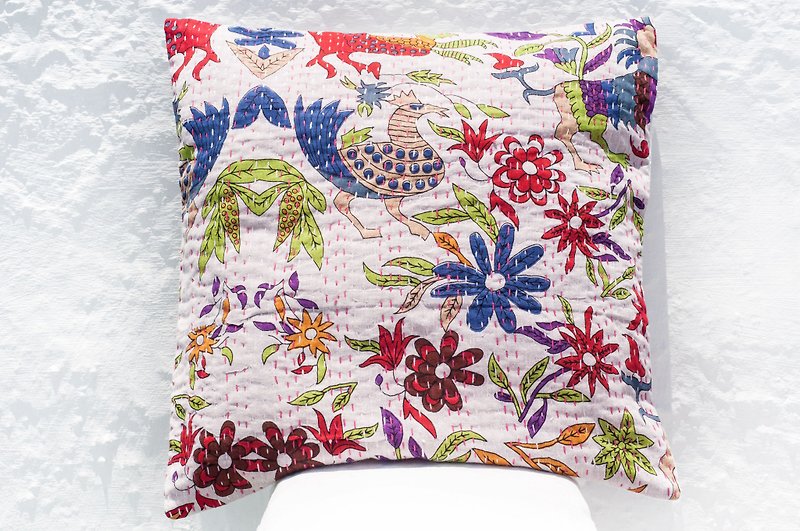 Flower Embroidered Pillow Case Cotton Pillow Case Ethnic Wind Pillow Case - French Style Animal Flower Forest - หมอน - ผ้าฝ้าย/ผ้าลินิน หลากหลายสี