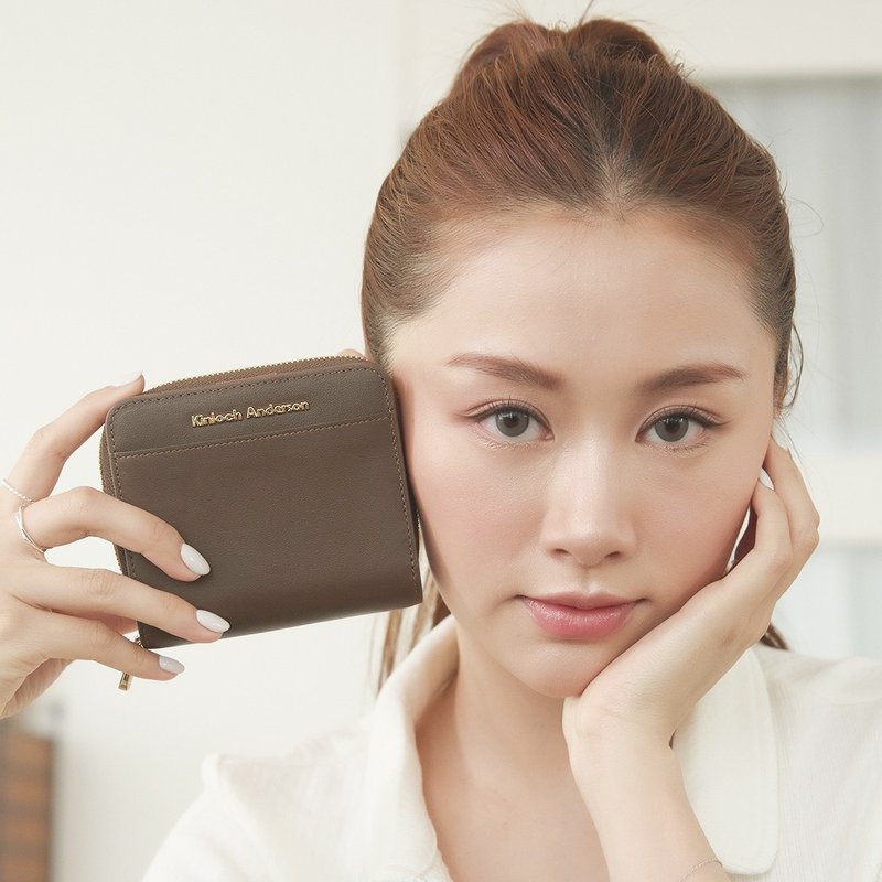 ANDERSON BELL Velin Colorblock Leather Zip Around Wallet - Smoked Coffee Brown - กระเป๋าสตางค์ - หนังแท้ สีนำ้ตาล
