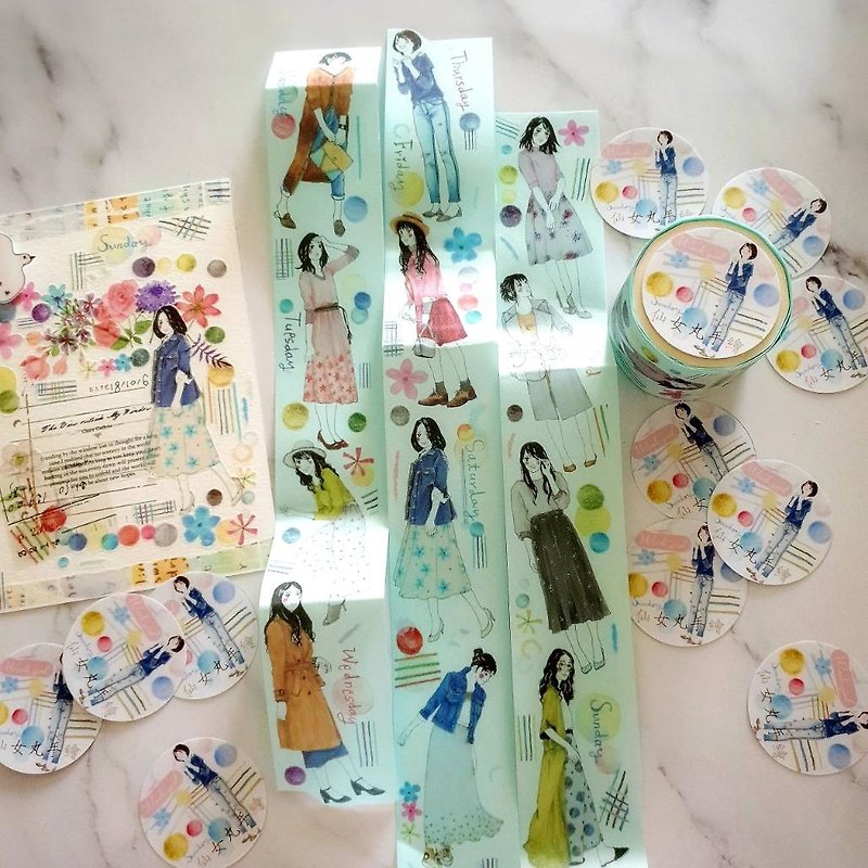WEEK GIRLと紙テープ（白いオフライン紙と一緒に売り切れ） - マスキングテープ - 紙 