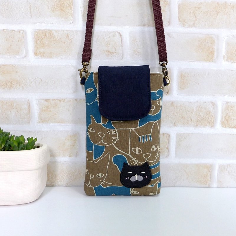 Yamiao mobile phone bag-cat (with strap) - Phone Cases - Cotton & Hemp 