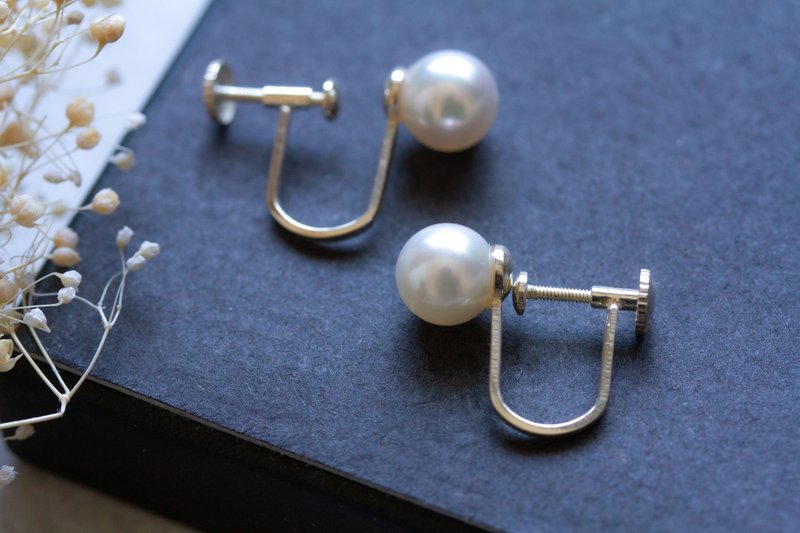 あこや真珠 SV925イヤリング/ Akoya Pearl SV925 Earrings - 耳環/耳夾/耳骨夾 - 珍珠 白色