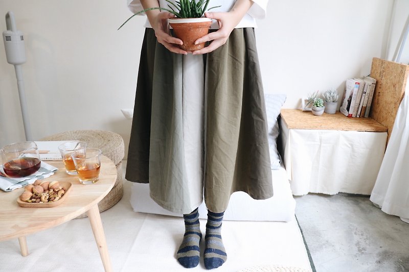 自家製/緑色のドレス - スカート - コットン・麻 グリーン