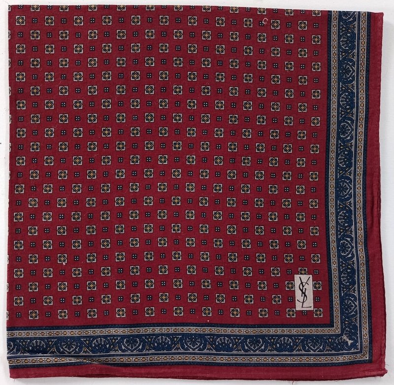 Yves Saint Laurent Vintage Handkerchief Pocket Square Red 19 x 19 inches - 手帕 - 棉．麻 紅色