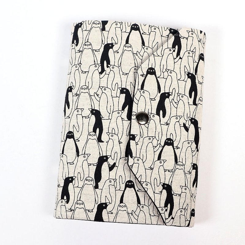 A6 Loose Leaf Notebook - Penguin (Black) - สมุดบันทึก/สมุดปฏิทิน - ผ้าฝ้าย/ผ้าลินิน สีดำ