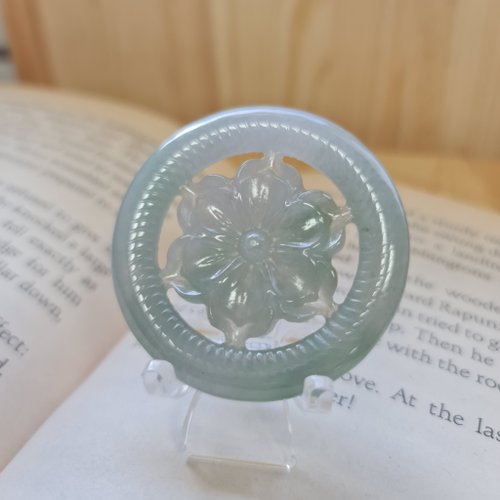 緣圓翡翠 冰晴水梅花鏤空牌件|天然緬甸玉A貨翡翠