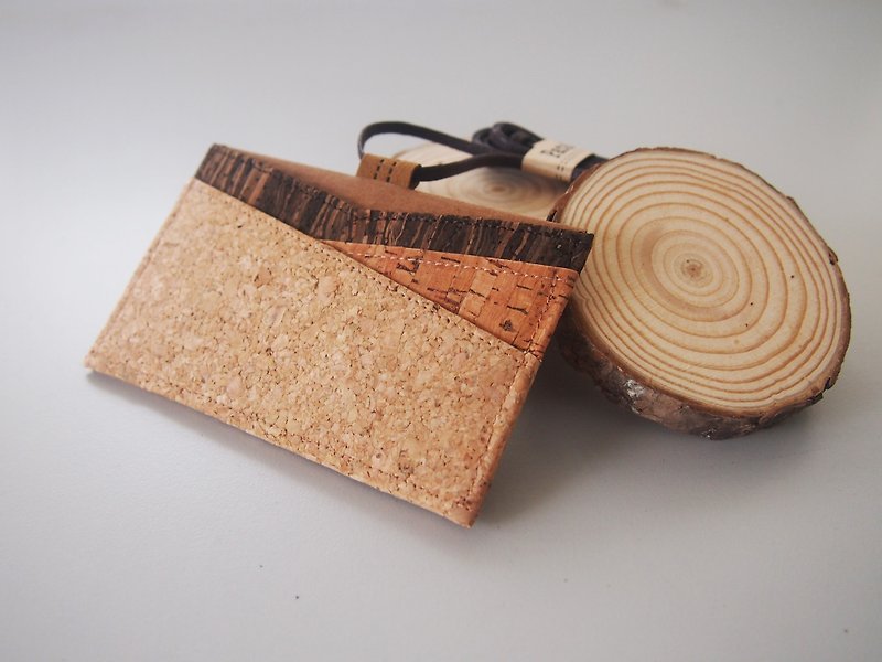 Personalized Name Mixed Cork ID card holder with Lanyard Badge Holder - ID & Badge Holders - Wood Brown