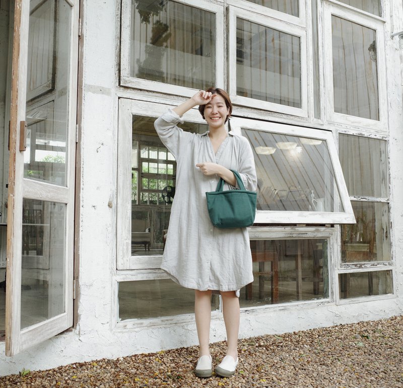 Moji Pine Green mini denim jeans canvas tote bag WHITEOAKFACTORY - 手提包/手提袋 - 棉．麻 綠色