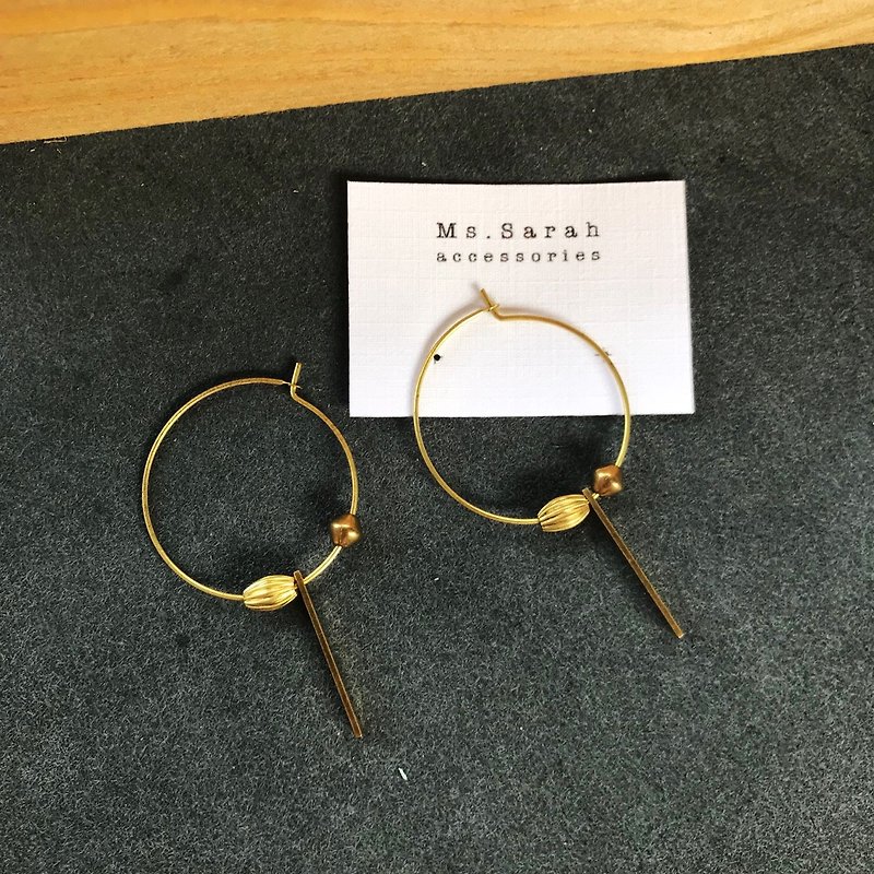 Bronze Earrings_Classic Pendant_Ear Pin Type - Earrings & Clip-ons - Copper & Brass Gold