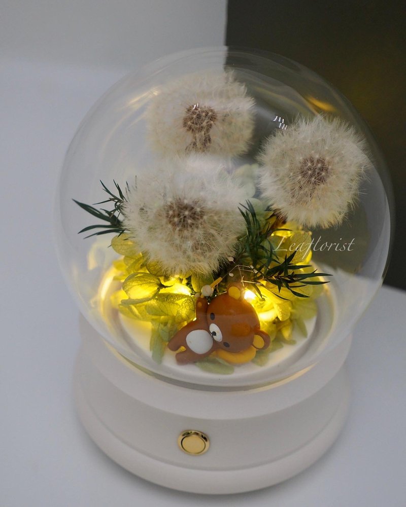 限時優惠 8折 蒲公英永生花藍牙喇叭 (可訂製其他公仔) - 乾燥花/永生花 - 植物．花 白色