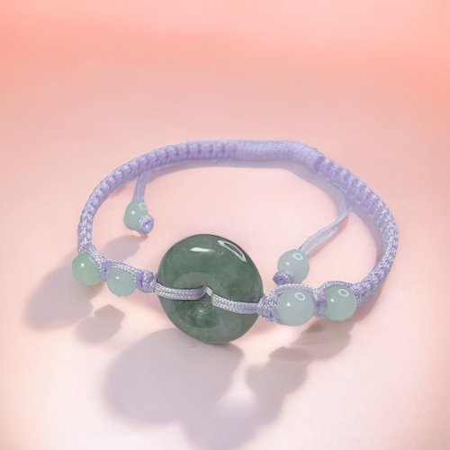 瓔珞珠寶盒 E.L.Jewelry Box 飄綠翡翠平安扣編織手鍊 | 天然緬甸玉A貨翡翠 | 送禮