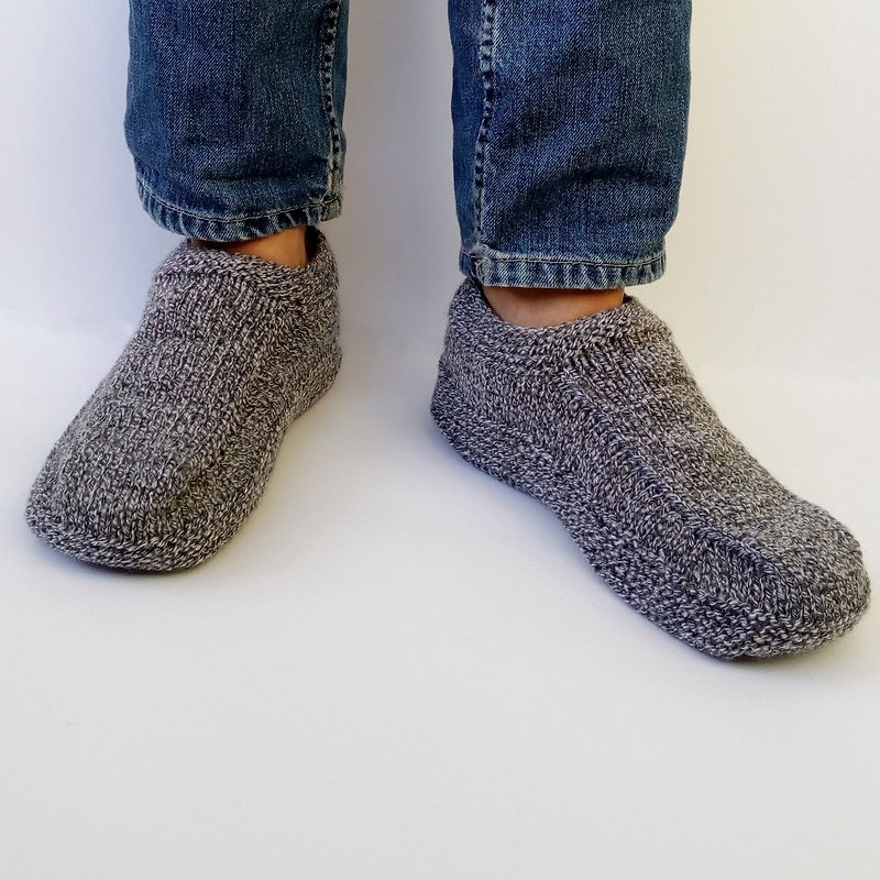 Knitted Slippers Mens Slipper Socks Mens Knit Slippers Mens Knit Moccasins Hand - Socks - Wool Gray