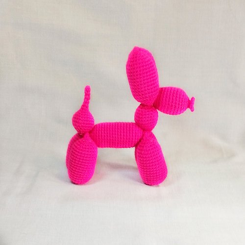 AnnaToyss Balloon dog toy Stuffed animal toy Crochet barbie pink dog Hot pink