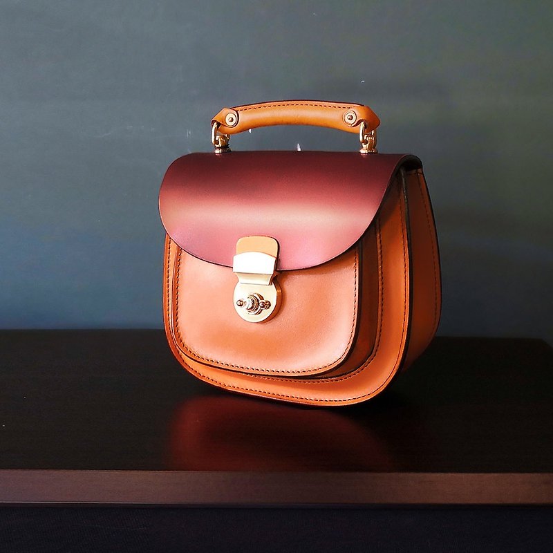 【Free English】Retro mini Handbag,Saddle Bag, Shoulder Bag, Crossbody Bag - Messenger Bags & Sling Bags - Genuine Leather 