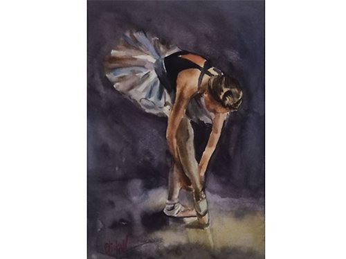 奥利弗卡纳特 Ballet Original Watercolor Ballerina Arwork Dancer Art