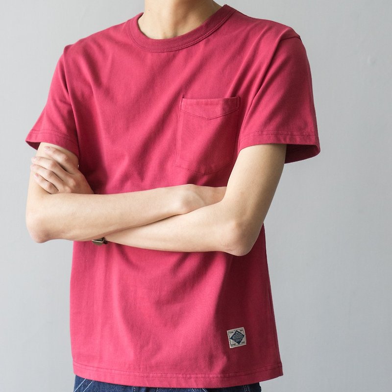 Summer Comfortable Breathable Solid Color Pocket Cotton Round Neck Short Sleeve 230g TEE Shirt Pocket T-shirt - เสื้อยืดผู้ชาย - ผ้าฝ้าย/ผ้าลินิน 
