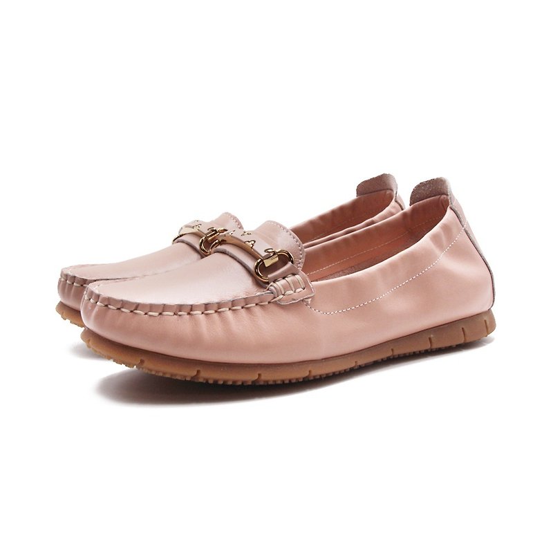 W&M (female) women's scheming heightened one-word buckle loafers women's shoes-light pink (otherwise dark blue) - รองเท้าอ็อกฟอร์ดผู้หญิง - หนังแท้ 