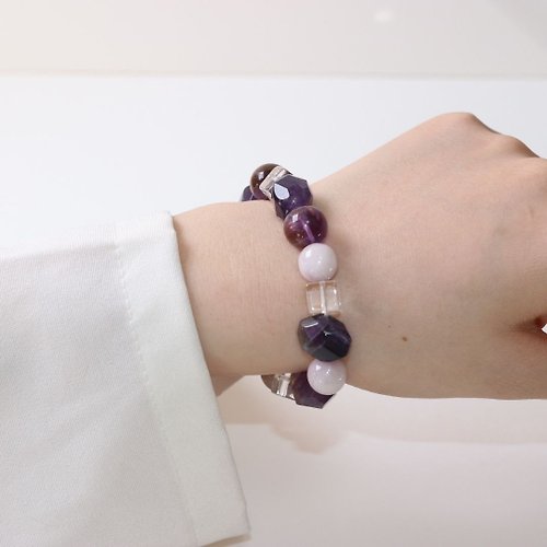 Hoshino Jewelry Kan B077七輪調和手串/紫鋰輝/紫晶/紫鈦晶/天然晶石/能量石/原生態