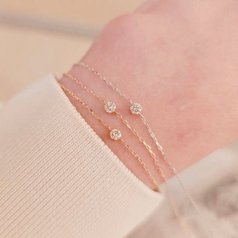 Made in Japan 18k Rose Gold six-prong 12-point diamond bracelet - สร้อยข้อมือ - เครื่องประดับ สีทอง