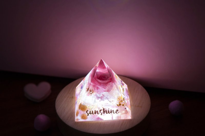 Pink immortal rose night light happy birthday thank you you are my sun you are loved - โคมไฟ - เรซิน สึชมพู