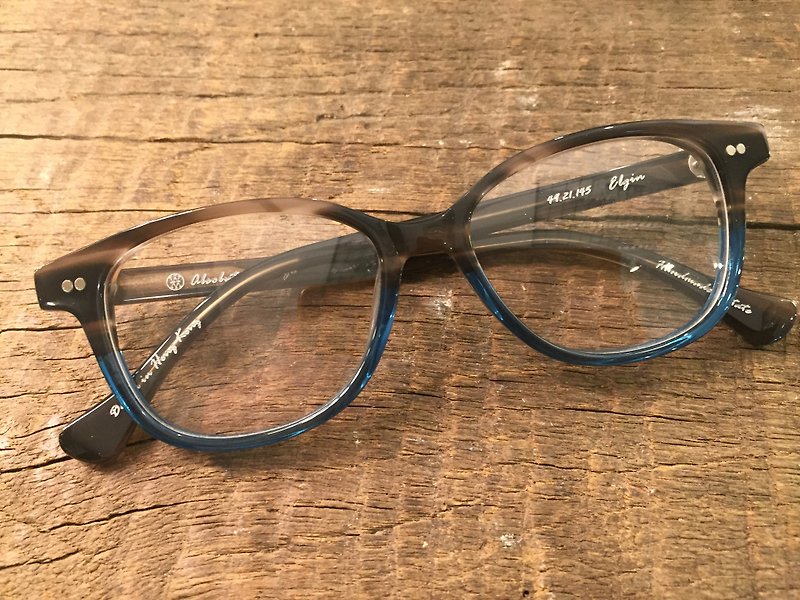 Absolute Vintage-Elgin Street (Elgin Street) square young frame plate glasses-Gray & Blue - Glasses & Frames - Plastic 
