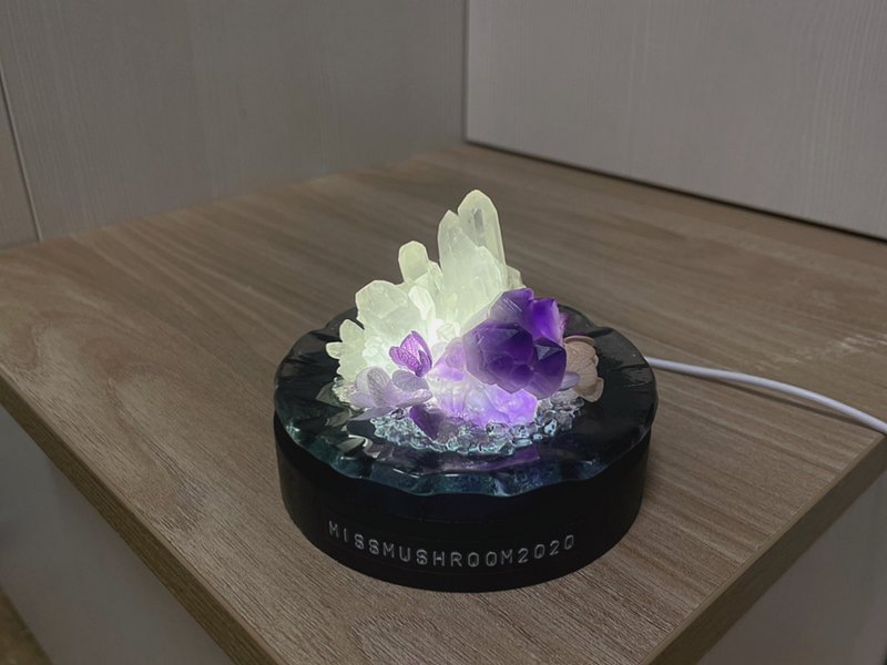 訂製 | 紫晶花系列小明燈 | 水晶 | 居家燈飾 - 擺飾/家飾品 - 水晶 紫色