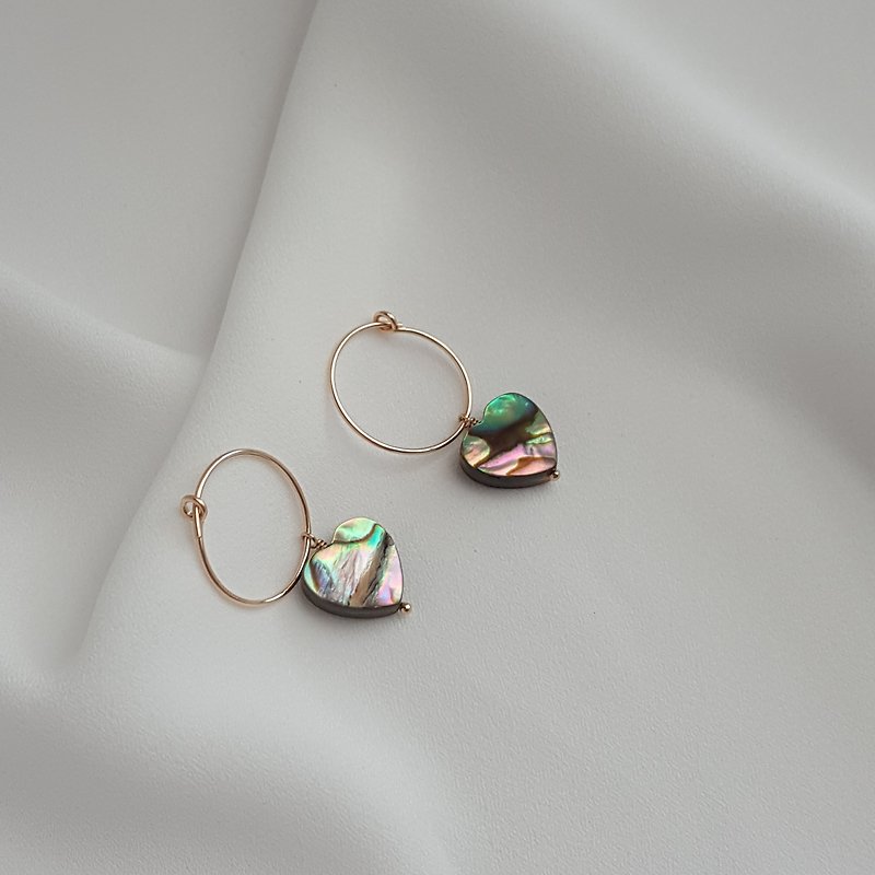 14kgf Heart Shell Earrings - Earrings & Clip-ons - Shell 