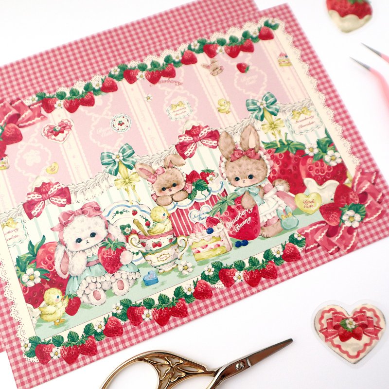 Cherish365【Happiness Strawberry Forest】A5 デザインペーパー 10枚　CHO349 - 其他 - 紙 粉紅色