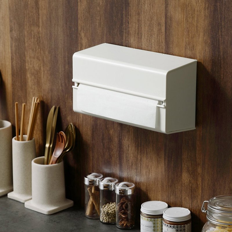 日本ideaco 加深型ABS壁掛/桌上兩用擦手紙架-4色可選 - 紙巾盒 - 塑膠 白色
