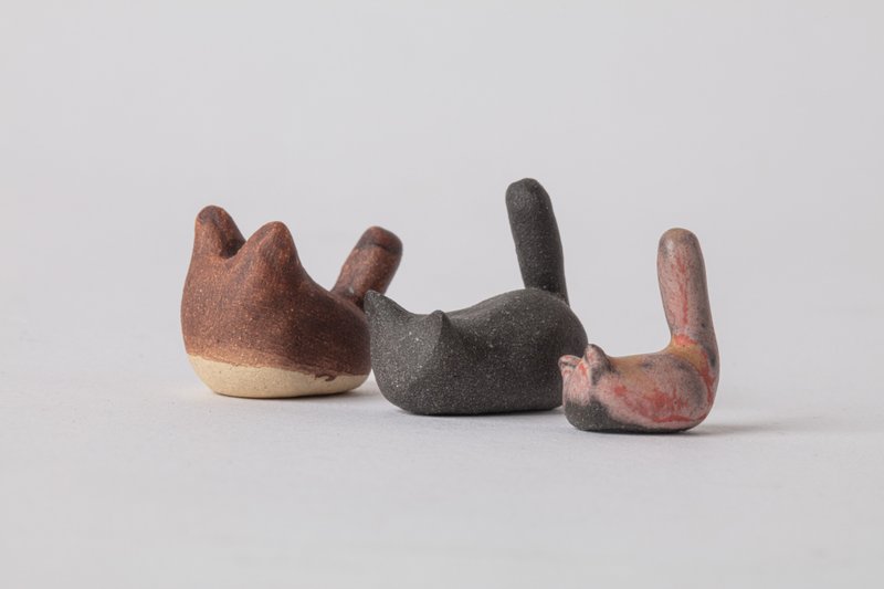 Shameless Cat Series—Three Brothers - Items for Display - Pottery 