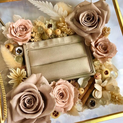 Permanent flower gold edge jewelry box jewelry box jewelry box storage box  customized birthday gift newlyweds - Shop shes-flower Dried Flowers &  Bouquets - Pinkoi