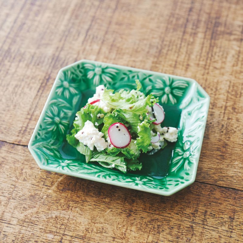 Seto Ware Margarito Square Plate Green Octagonal Plate | Tori Plate - Plates & Trays - Pottery Green