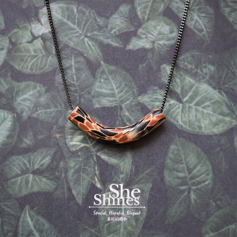 【She Shines】African Leopard-Clay Necklace - Necklaces - Pottery 