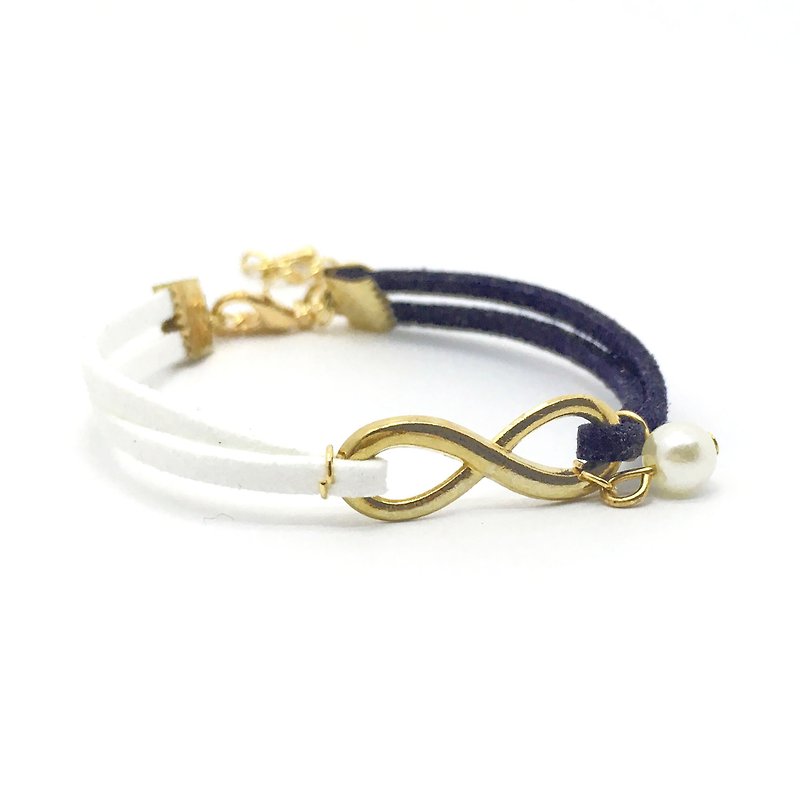 Handmade Infinity Bracelets Rose Gold Series– dark blue limited - สร้อยข้อมือ - วัสดุอื่นๆ สีน้ำเงิน
