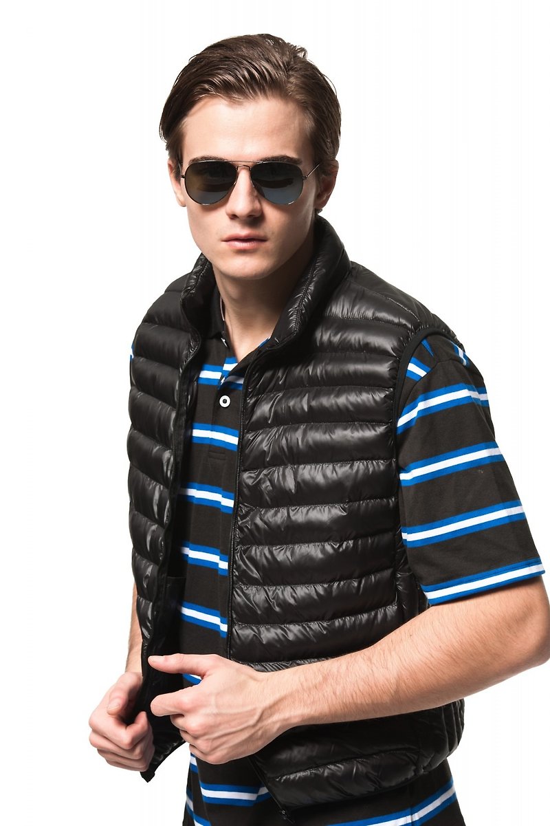 Lightweight cotton vest can be stored - Men's Tank Tops & Vests - Nylon Black