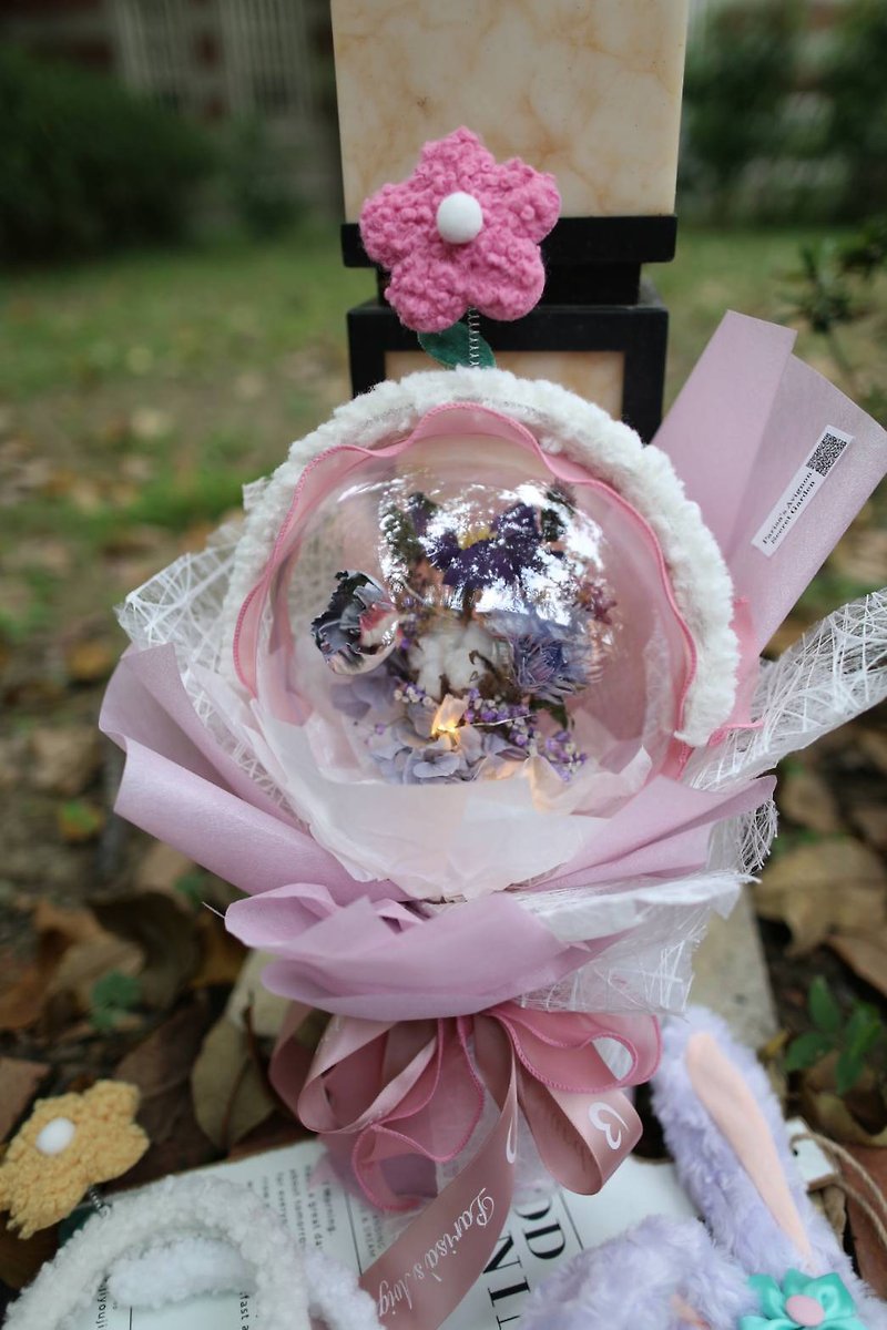 [Graduation Bouquet]-Not withered and dried flowers-Extremely romantic Bobo ball light string bouquet/Early bird pre-order - Dried Flowers & Bouquets - Plants & Flowers Pink