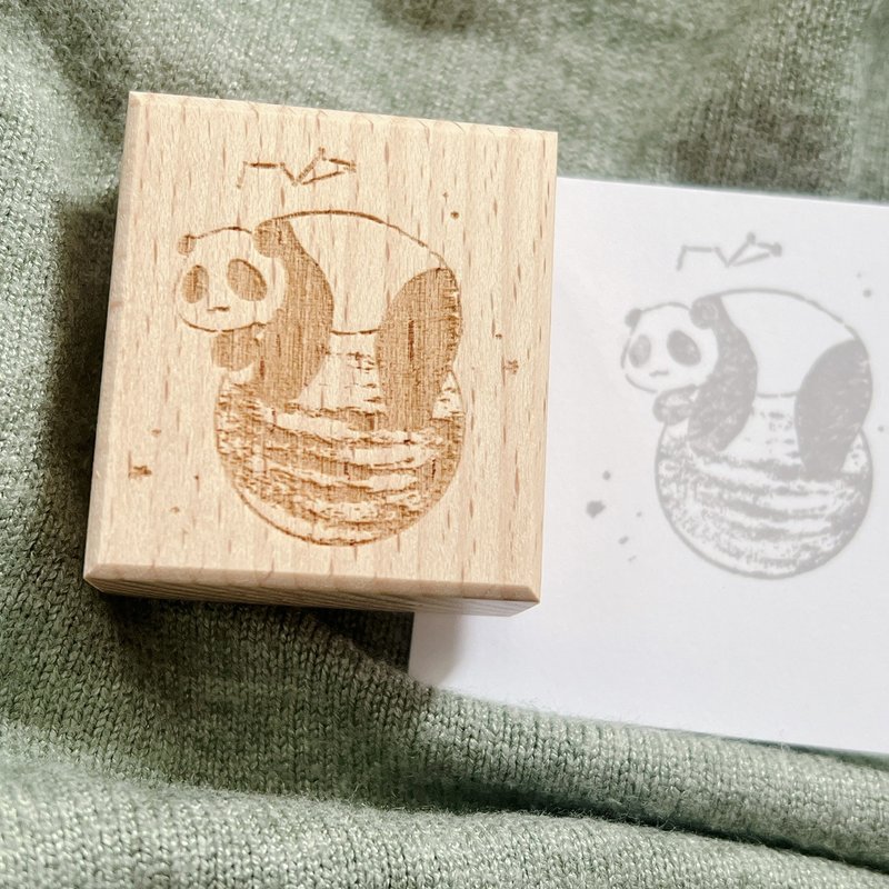 fluffyfruity 熊貓 貓熊 星球 太空 印章 香港設計 手帳 原創 - 印章/印台 - 木頭 卡其色