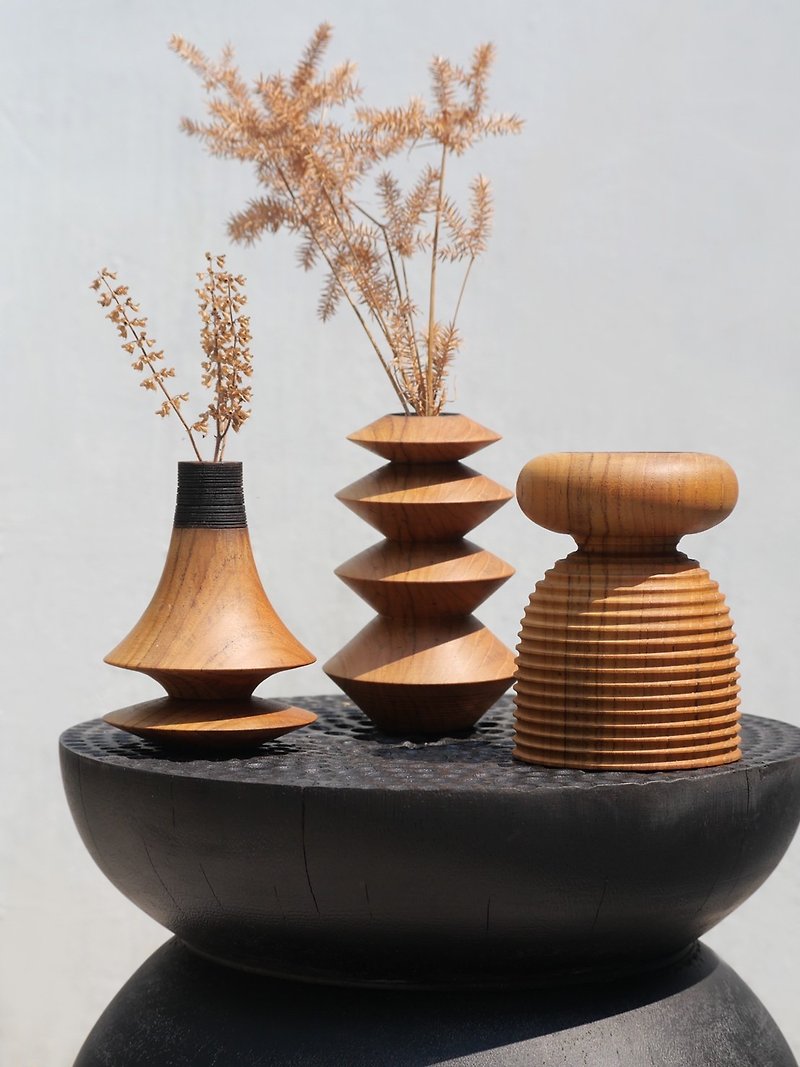 Wood Items for Display - Wood vase (in set of 3)