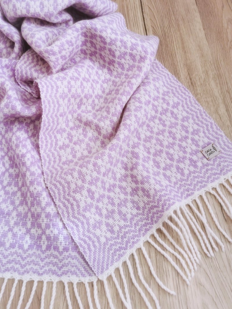 Handwoven by Carina | Handwoven yak wool scarf - Knit Scarves & Wraps - Wool Purple