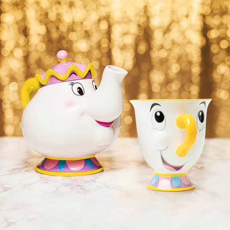Disney 迪士尼 美女與野獸 茶壺太太茶壺阿齊杯子 陶瓷造型杯壺組 - 其他 - 其他材質 