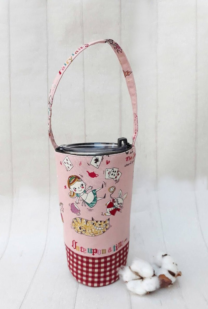 【冰霸杯提袋】 - 飲料提袋/杯袋/杯套 - 棉．麻 粉紅色