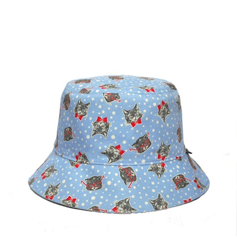 レッド蝶ネクタイ猫両面帽子 - 帽子 - その他の素材 ブルー