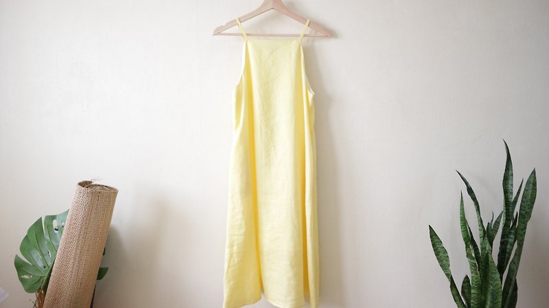 Aline dress (yellow linen) - ชุดเดรส - ผ้าฝ้าย/ผ้าลินิน 