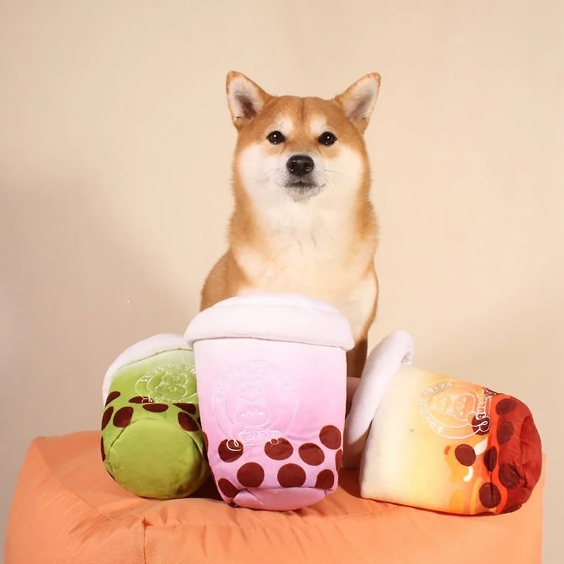 Taro boba Milk Tea Squeaky Crunchy Dog Toy + Optional 3 Tennis balls - 貓/狗玩具 - 棉．麻 紫色