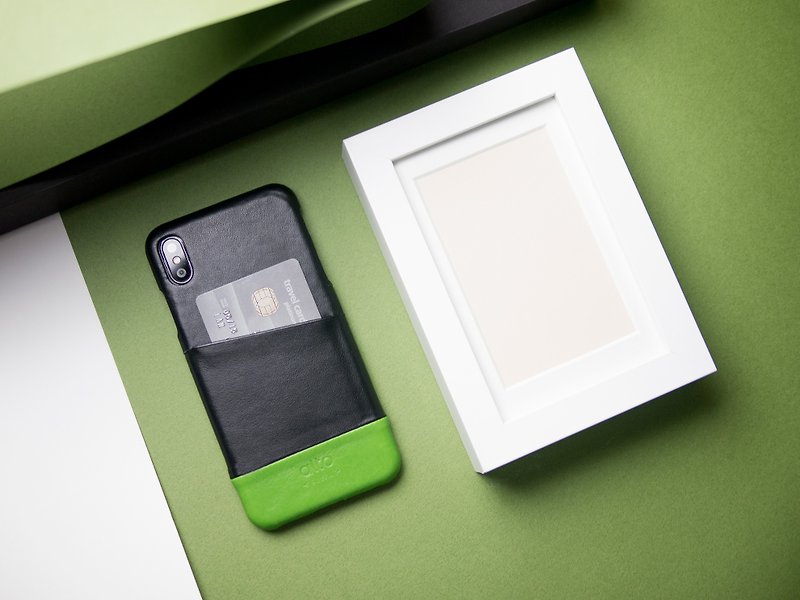 Alto iPhone Metro Leather Case – Raven/Lime - เคส/ซองมือถือ - หนังแท้ สีดำ