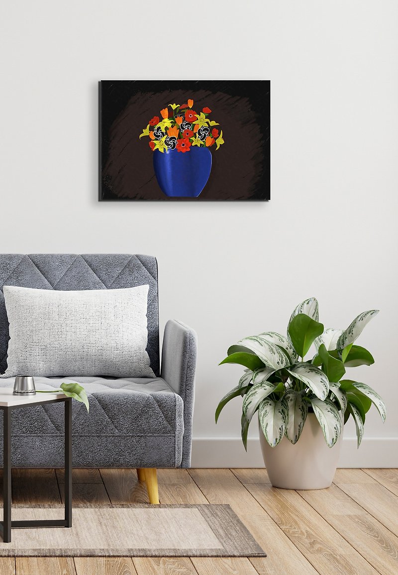 Artistic Micro-jet Painting | Vase With Flowers - Posters - Cotton & Hemp 