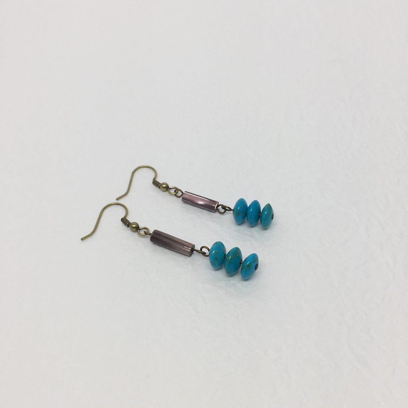 Turquoise beads earrings - Earrings & Clip-ons - Other Materials 