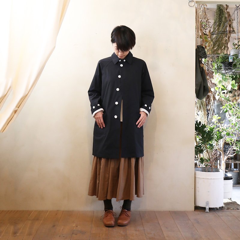 Washable wool cotton stain color coat · unisex size 1 - เสื้อผู้หญิง - ผ้าฝ้าย/ผ้าลินิน สีดำ