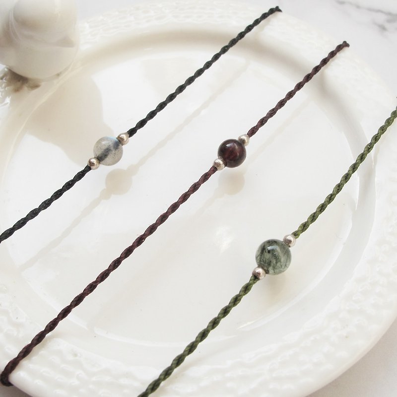 [Crystal Wax rope series] 5mm crystal 2 | Positive energy ultra-thin Wax rope bracelet | - Bracelets - Semi-Precious Stones Multicolor