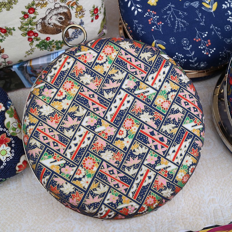Japanese Style Boxed Kisslock Bag - Messenger Bags & Sling Bags - Cotton & Hemp Multicolor
