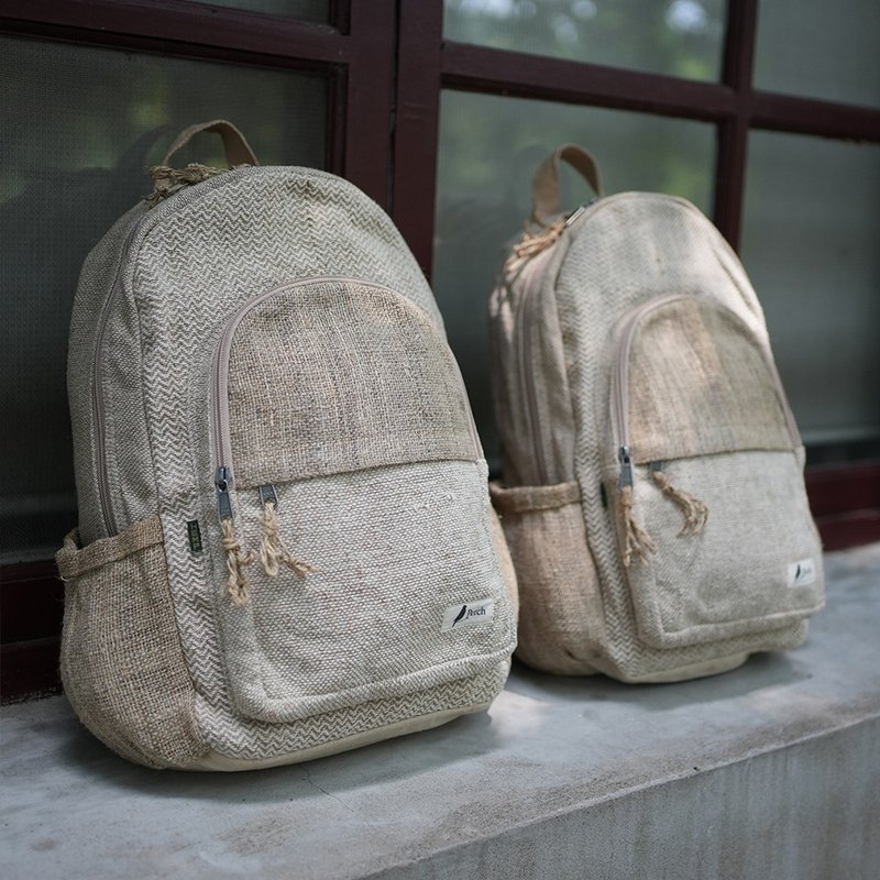 升級款 100%hemp大麻纖維大容量男女通用後背包 _公平貿易 - 背囊/背包 - 棉．麻 卡其色